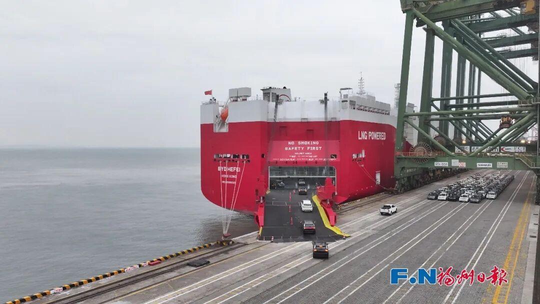 福州港江阴港区 比亚迪自有滚装船‘合肥号’首航美洲(图3)