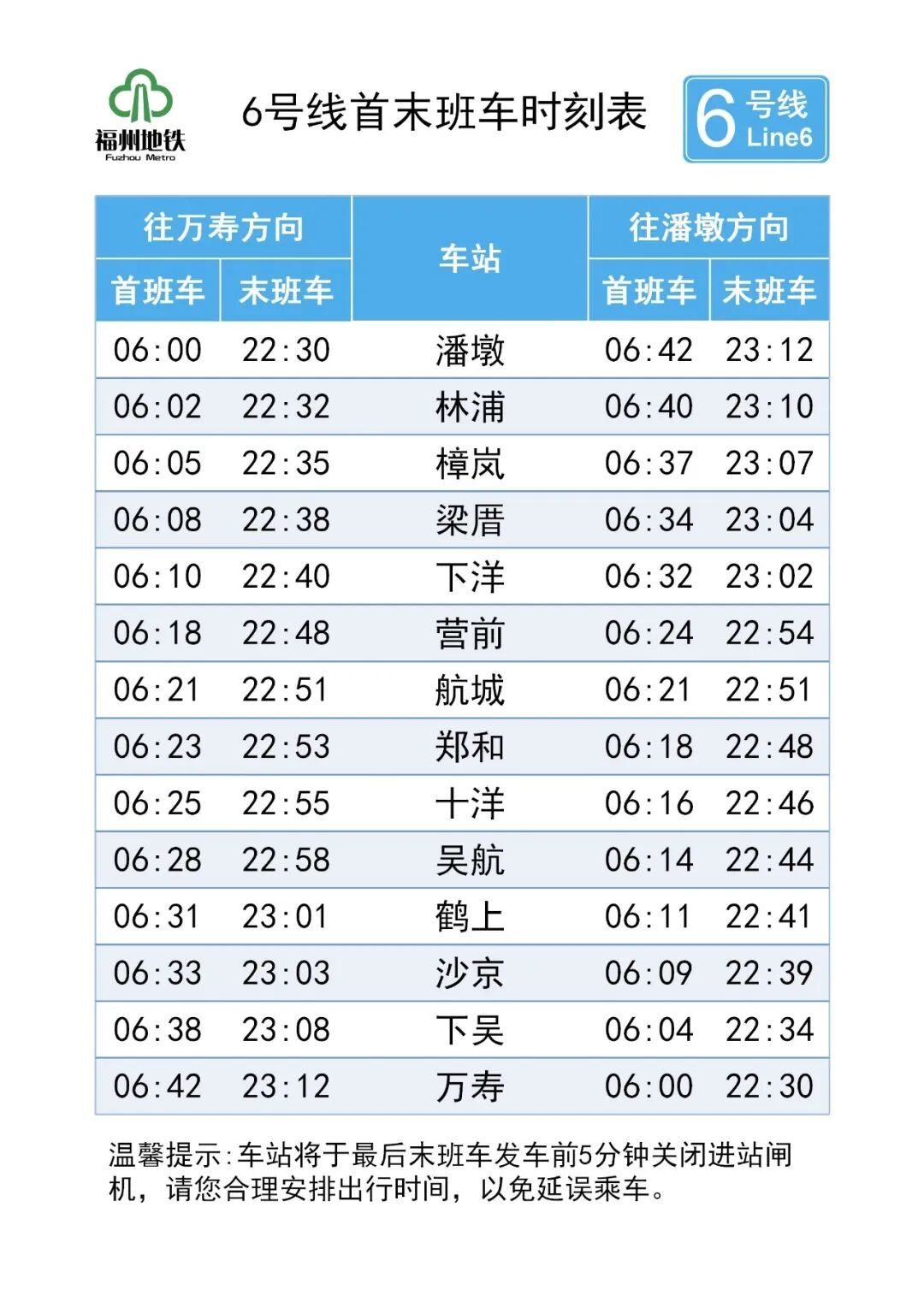 2月2日起福州地铁首班车提前，各线路调整详情看这里(图6)